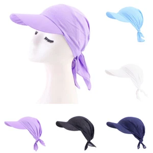 Outdoor Women Brim Cap Hijab Visor Sun Hat Square Head Scarf Wrap Bandana Adjust - Picture 1 of 21