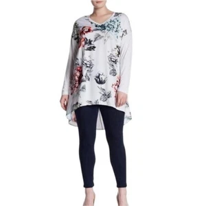 Melissa McCarthy Seven White Vneck Floral Tunic Blouse Size 3x NWT - Foto 1 di 11