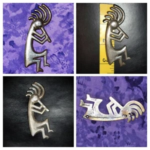 De Colección Plata de Ley 925 Navajo KOKOPELLI Colgante Pin 3" Arena Fundida 25g Firmado AT - Imagen 1 de 12