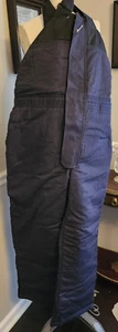 WorkRite Navy Blue Bib Overalls Men/lady's Sz Large Fire Resistant Heavy - Picture 1 of 24