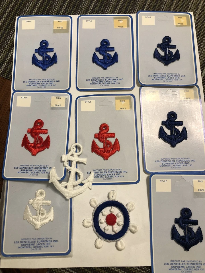 Nautical Themed Sew on Patches Lot of 10 Navy Anchor Red Blue White Small - Image 1 of 1
