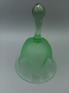 Vintage Viking Glass Green Bell w/ Frosted Petal Leaf - Picture 1 of 2