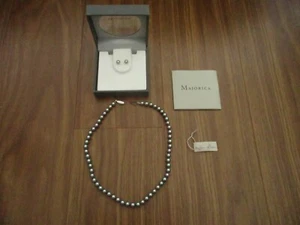 Majorica Peacock Tahitian Pearl Sterling Silver Choker Necklace & Post Earrings - Picture 1 of 11