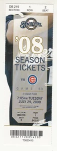 MILWAUKEE BREWERS vs Chicago Cubs 7/29/2008 Ticket Aramis Ramirez 4 for 5 - Picture 1 of 1