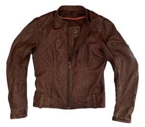 Women's FIRST CLASSICS Brown Leather MOTORCYCLE Moto JACKET Soft XS S Bomber - Picture 1 of 24