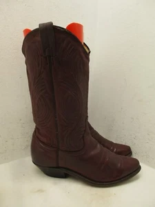 Stivali da cowboy a punta in pelle bordeaux da donna taglia 6 stile M 9101 USA - Foto 1 di 13
