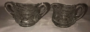 Cambridge CHANTILLY CRYSTAL 2 1/4" INDIVIDUAL FLAT CREAMER & SUGAR #253 - Picture 1 of 2