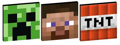 set b PIXELS minecraft  SET OF 3 CANVAS PICTURES - 5 sizes to choose from - Image 1 of 4
