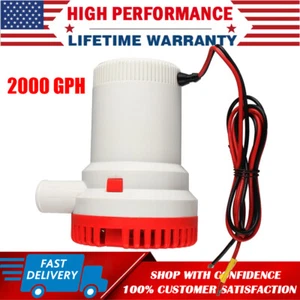 2000GPH 12V Electric Boat Marine Bilge Submersible Plumbing Water Pump Yacht RV - Picture 1 of 15