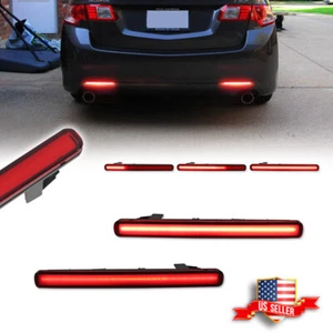 Red LED Bumper Reflector Tail Brake Lights Rear Foglight For 2009-2014 Acura TSX - Picture 1 of 14
