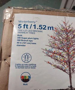GE 5-ft Winterberry lighted twig Brown artificial Christmas Tree New - Picture 1 of 4