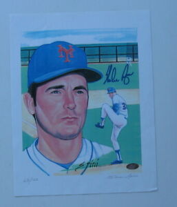 Vintage Susan Rini NOLAN RYAN NY Mets Lithograph autographed by both 63/125