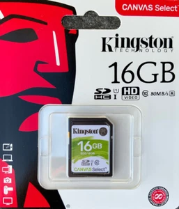 Kingston Flash Drive Memory Card SDXC class 10 80 MB/s 16 GB HD Video - Picture 1 of 2