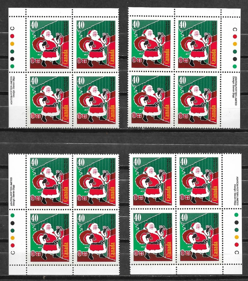 pk03365: Sellos-Canadá #1339 Navidad Papá Noel 40 centavos Juego de bloques de platos-MNH Foto 1 de 1