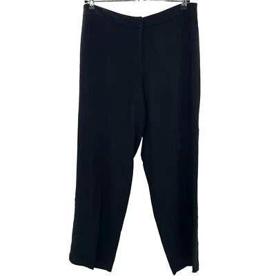 EILEEN FISHER Wool Blend Pant Size L Unlined Black Straight Leg Relaxed Trouser - Image 1 of 4