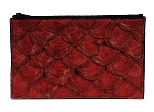 Osklen Vintage Carteira Medium Pirarucu Limited Red Fish Skin Wallet Scales - Picture 1 of 12