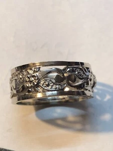 14k White Gold Vintage Woman’s Wedding Band,SIZE 8 - Picture 1 of 7