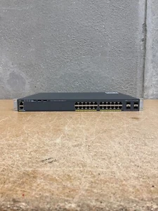 Conmutador de red Ethernet Gigabit de 24 puertos Cisco 2960X WS-C2960X-24PS-L con orejas - Imagen 1 de 5