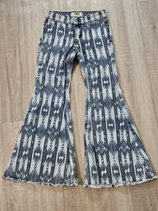 Rock & Roll Denim Jeans Girls Bargain Button Bell Bottoms Western 10 Aztec Boho - Picture 1 of 10