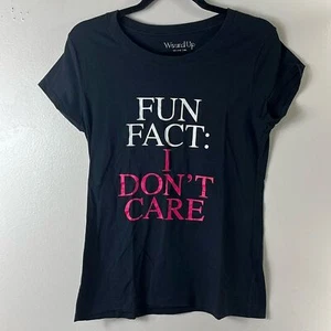 Fun Fact I Don t Care Funny Saying Black/Pink Top Tee Shirt Women's XL - Picture 1 of 6
