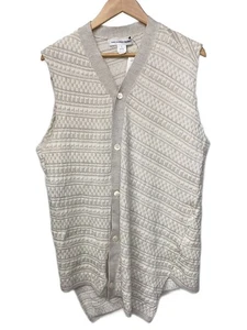 COMME des GARCONS SHIRT Knit Vest (Thin) L Wool WHT FK N017 - Picture 1 of 4