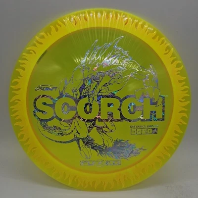 Discraft Fuzed Z Scorch com padrão de chama aro amarelo/rosa/logotipo holográfico 167-169g - Imagem 1 de 3