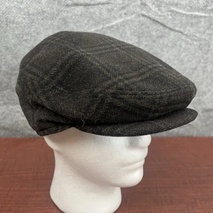 Vintage Country Gentleman London 100% Wool Black Hat Newsboy Cap Large - Picture 1 of 7