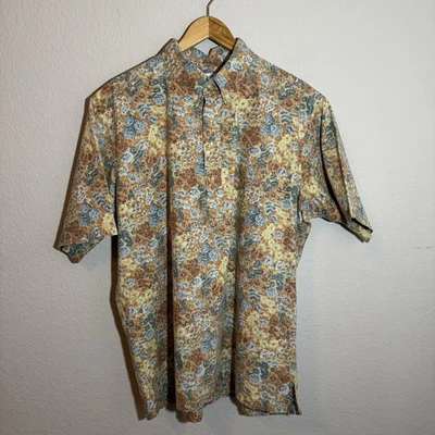 VTG Reyn Spooner Hawaiian Mens XL Linen Blend Floral Loop Collar Reverse Print - Image 1 of 4