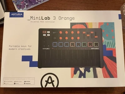 Arturia MiniLab 3 Orange Edition Compact 25-Key MIDI Controller, Black & Orange - Image 1 of 2