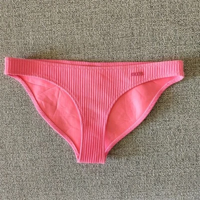 Traje de baño inferior de bikini acanalado triángulo para mujer talla pequeña rosa neón Foto 1 de 4