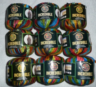 LOT 9 BALLS NYLON  INCREDIBLE LION BRAND RIBBON YARN #203 CITY LIGHTS LOT #20055 - Image 1 of 4
