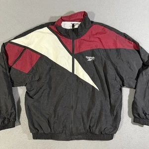 Vtg 90s Reebok Colorblock Windbreaker Jacket Mens Med Full Zip Red/White/Black - Picture 1 of 6