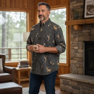 Columbia Hombres XL Camisa Algodón Pesado Ciervo Negro Exterior Hombres XL - Imagen 1 de 7