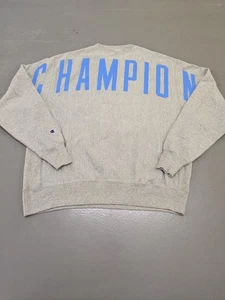Champion Reverse Weave Grey Oversized XL Vintage Fit Blue Logo Back Print - Picture 1 of 7
