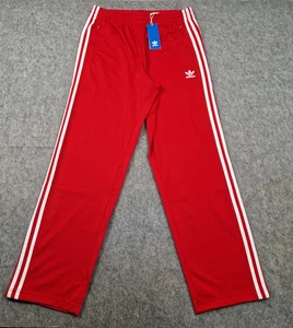 Adidas Tracksuit Bottoms Mens Medium Red White Track Pants Joggers Firebird - Picture 1 of 11