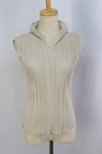 Special Price! PLEATS PLEASE Beige Sleeveless Top 088 9321 - Picture 1 of 8