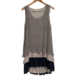 Abito boho a strati A' revel taglia L senza maniche blu/grigio - Foto 1 di 11