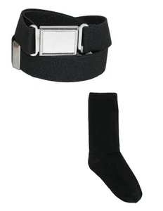 CTM Kids' Magnetic Buckle Elastic Belt and Cotton Socks Uniform Set - Picture 1 of 3