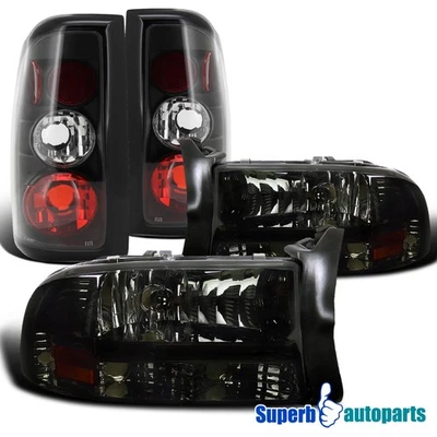 Fits 1997-2004 Dodge Dakota Headlight Black Tail Light Brake Lamp Smoke Foto 1 de 4