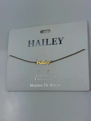 NUEVO Brazalete Lumiela Hailey Nombre Personalizado Sin Níquel Tono Dorado 6-8” Foto 1 de 2