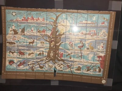 Hoja completa de estampillas de Navidad Dinamarca 1960 sin usar Foto 1 de 4