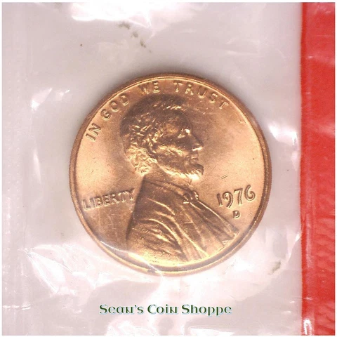 1976 D Lincoln Cent Penny 1C Unc BU from Mint Set Orig Wrap Denver Ships Free! Cover