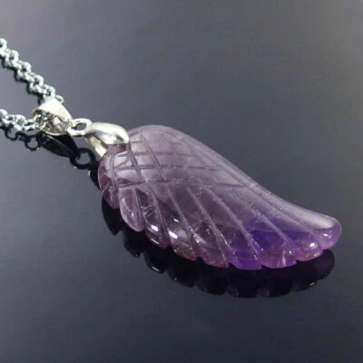 Collana ciondolo ala vera ametista GARANZIA pietra naturale argento 925 NUOVA - Immagine 1 di 4