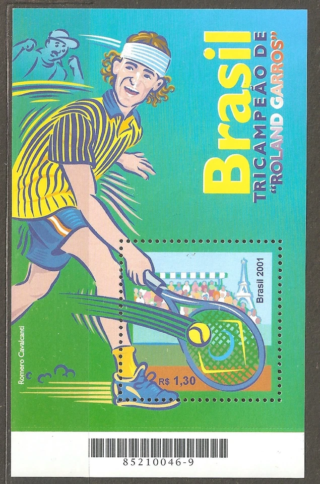 Бразилия: новый блок, Roland Garros теннис чемпионата, 2001, Mi#Bl-116 MNH - Изображение 1 из 1