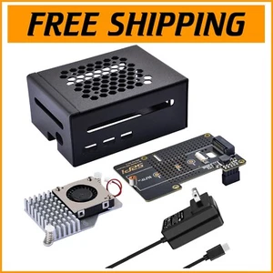 Durable Metal Case for Raspberry Pi 5 with Active Cooling & NVMe SSD Support - Picture 1 of 11
