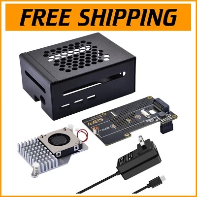 Durable Metal Case for Raspberry Pi 5 with Active Cooling & NVMe SSD Support - Image 1 of 4