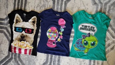 Justice Girls Lot of 3 tees Movie Popcorn Dog, Bubblegum Friends,  Turtle  - Image 1 of 4