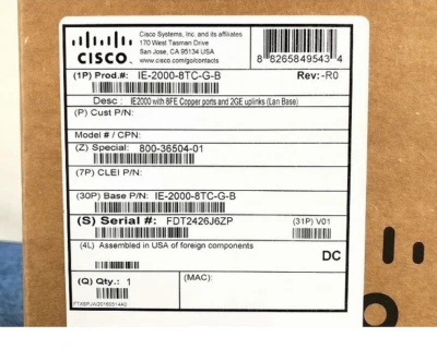 Cisco IE 2000 Industrial Ethernet Switch IE-2000-8TC-G-B - Image 1 of 4