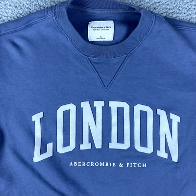 Толстовка женская Abercrombie & Fitch маленькая серая синяя мягкая коллекция A&F London - Изображение 1 из 4