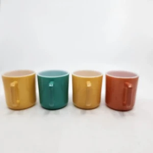 Lot of 4 Vintage Hazel Atlas Colorful Kiddie Ware Mugs Childrens Pre-owned READ - Picture 1 of 17